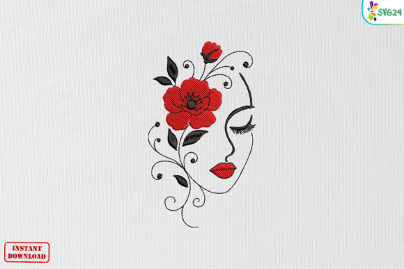 Download Red Blossom Woman Face Elegance - Woman Collection