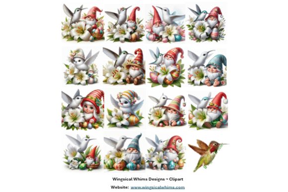 Download Easter Gnome and Hummingbirds - Premium Resources