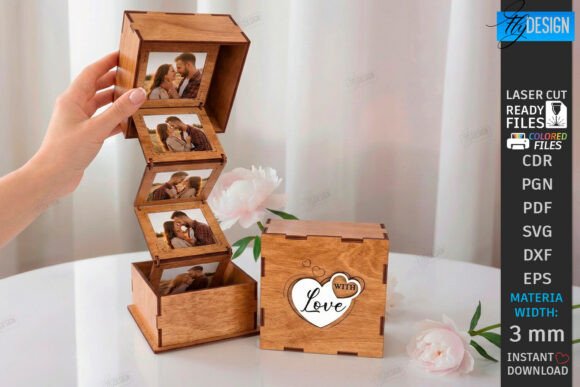Download Wooden Love Photo Memory Box Laser Cut - Wood Collection