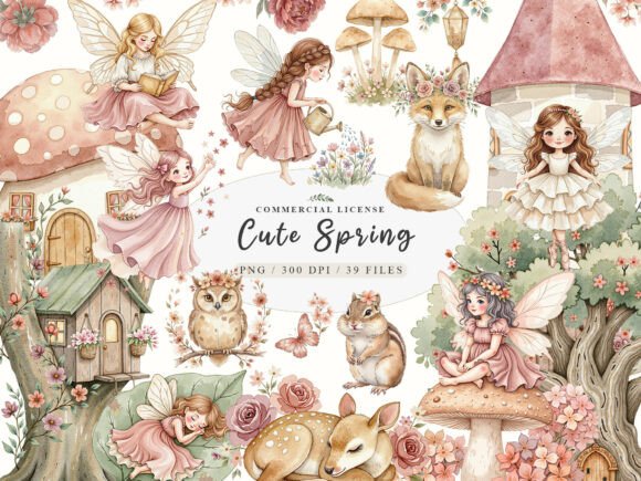 Download Cute Spring Fairy &amp; Woodland Animals Png - Wood Collection