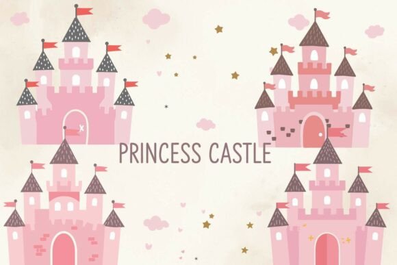 Download Pink Princess Castle Clipart Set - Princess castle Collection