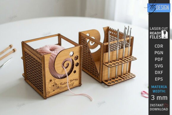Download Wooden Yarn Organizer Box Laser Cut SVG - Wood Collection
