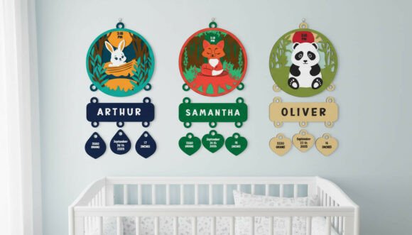 Download Nursery Decor Layered Woodland Animals - Wood Collection
